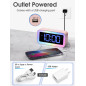 Cadmos Cute Pink Alarm Clock with RGB Night Light - Small, Perfect for Girls' Bedroom & Kawaii Gifts