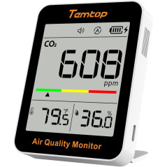 Temtop Portable CO2 Monitor – Indoor Air Quality & Humidity Meter