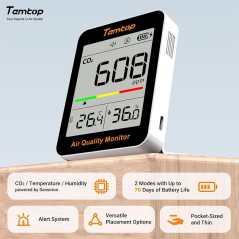 Temtop Portable CO2 Monitor – Indoor Air Quality & Humidity Meter