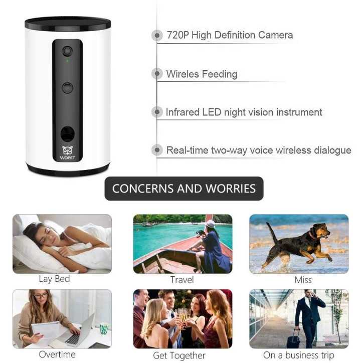 WOPET Smart Pet Camera: Treat Dispenser & Two-Way Audio - Never Miss Your Furry Friend! WOPET Smart Pet Camera: Treat Dispenser & Two-Way Audio - Never Miss Your Furry Friend!