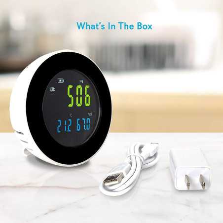 Pyle Smart Air Quality Monitor: Breathe Easier with Real-Time CO2, Temp & Humidity Readings!